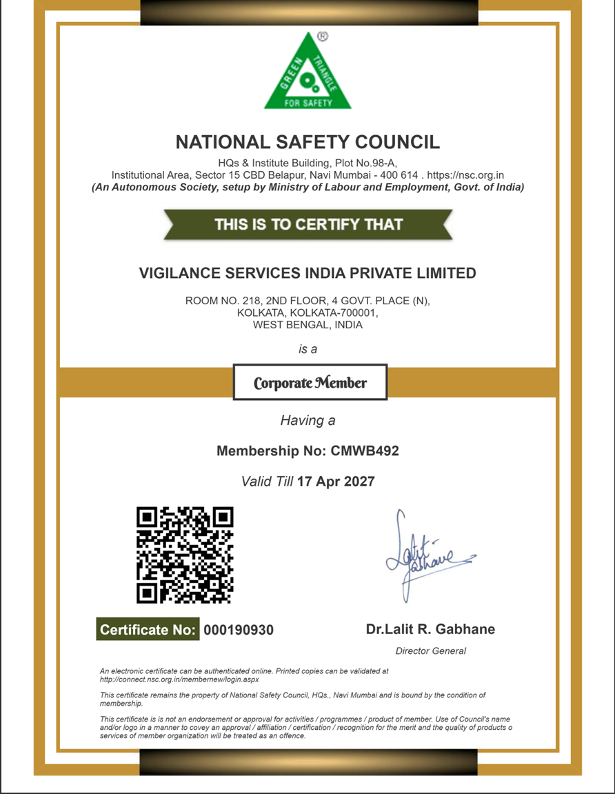 Our Safety Certification